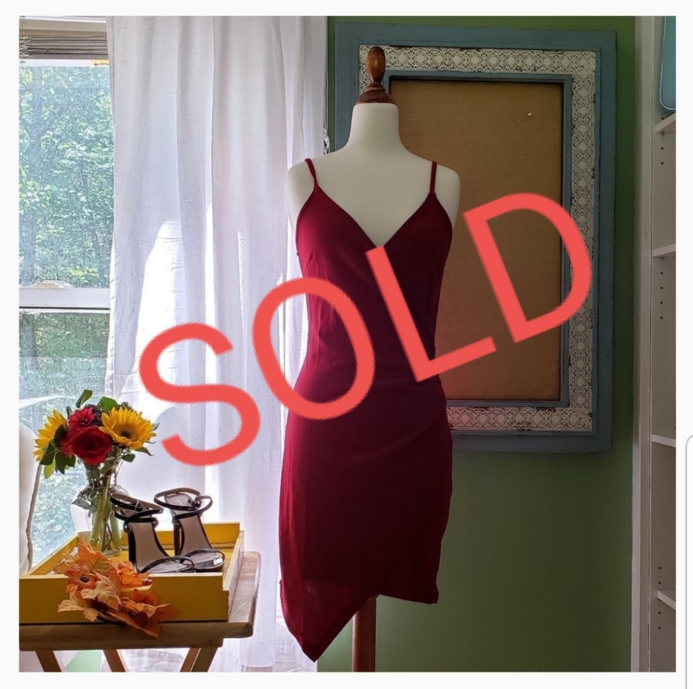 *sold* NWOT Merlot color asymmetrical mini dress
